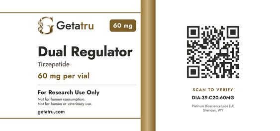Matching label artwork · current-4de1d804f06abf58f96aa1a8: Dual Regulator (Tirzepatide), 60 mg, DIA-39-C20-60MG
