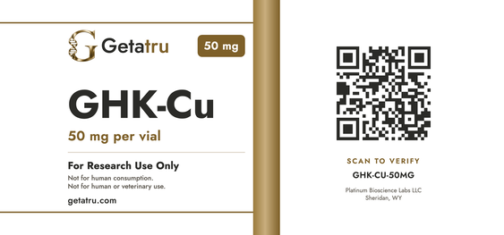 Matching label artwork · current-4de1d804f06abf58f96aa1a8: GHK-Cu, 50 mg, GHK-CU-50MG