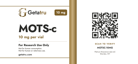 Matching label artwork · current-4de1d804f06abf58f96aa1a8: MOTS-c, 10 mg, MOTSC-10MG