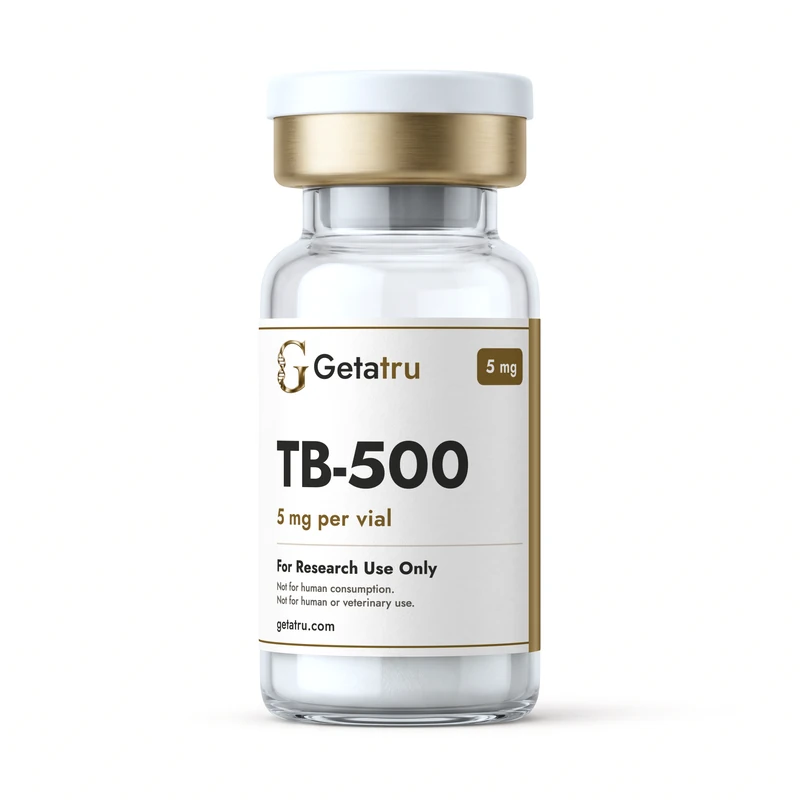 Getatru TB-500 packaging illustration; not lot or analytical evidence.