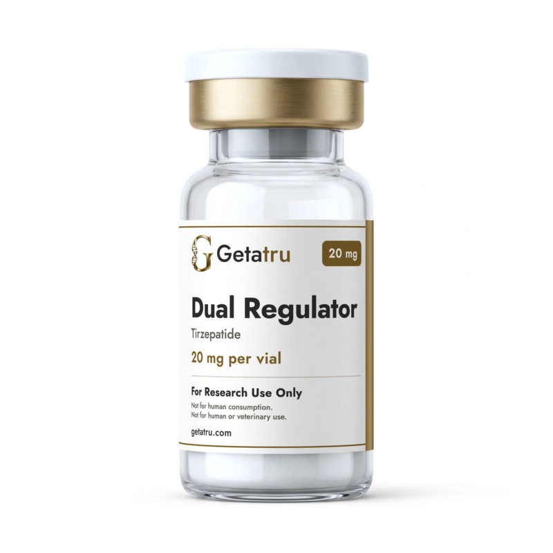 Getatru Dual Regulator (Tirzepatide) packaging illustration; not lot or analytical evidence.